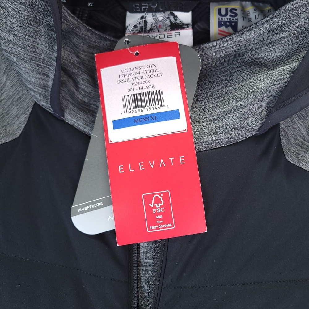 Spyder Transit GTX Infinium Hybrid Jacket Mens XL Grey Black Primaloft Goretex - Picture 6 of 14